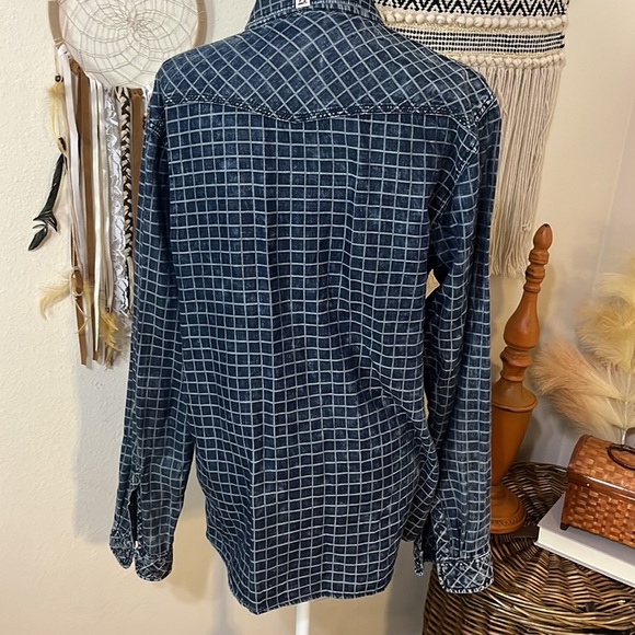 Men’s Scully Plaid Denim Button Down Shirt by Thread & Cloth / Size Large - Picture 6 of 7